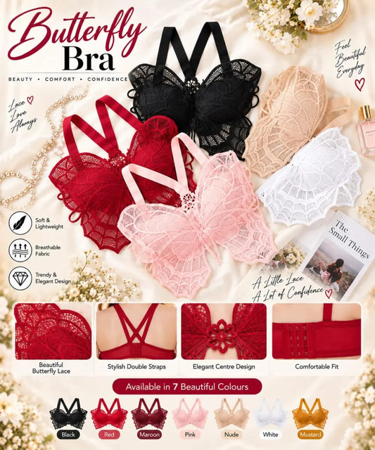 XAYWEAR  Soft Light Padded Butterfly Bra