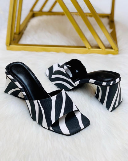 XAYWEAR Women's Stylish Zebra Print Heels