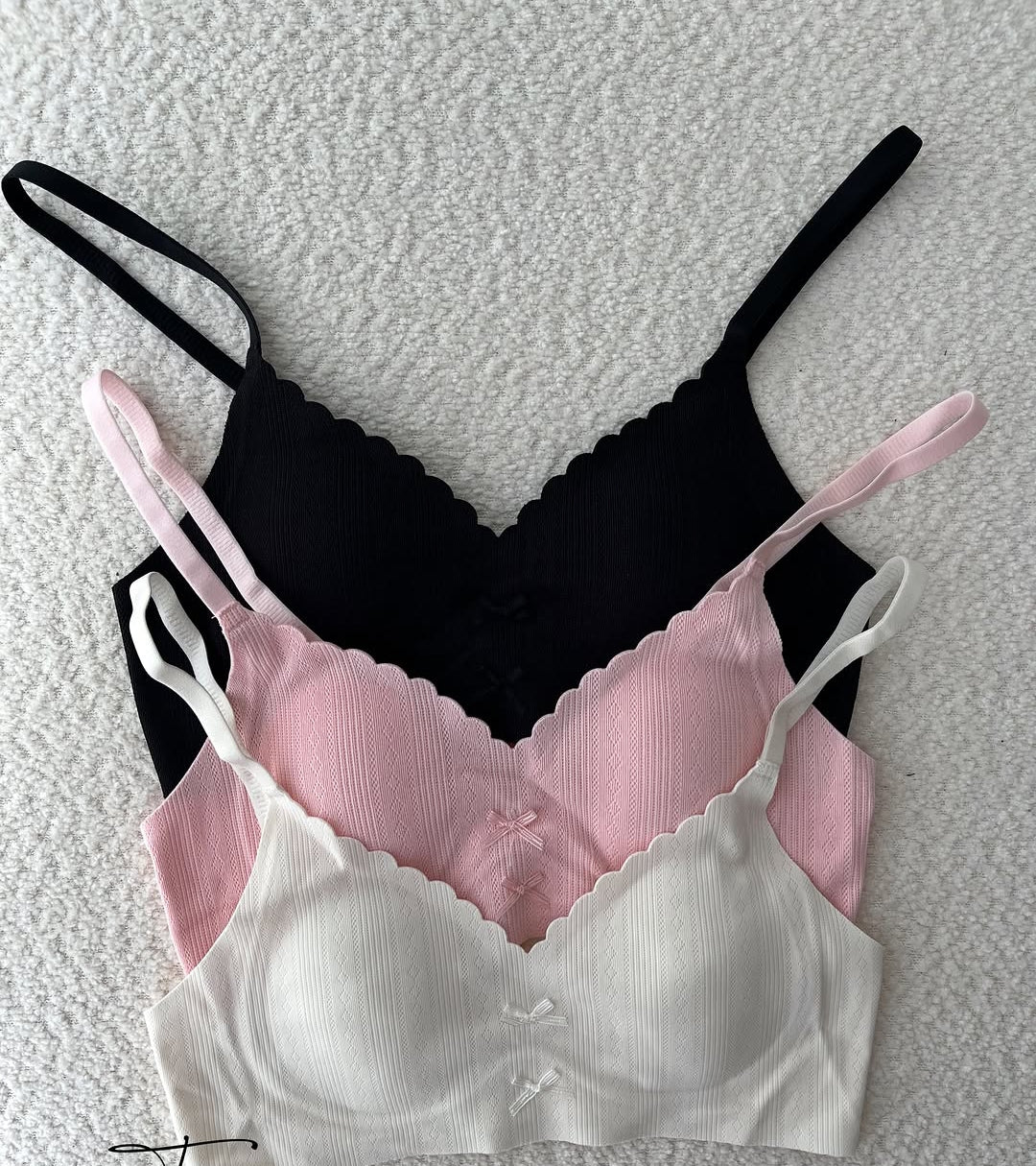 Pack of 3 Summer French Floral bra - 34 / Black|Pink|White