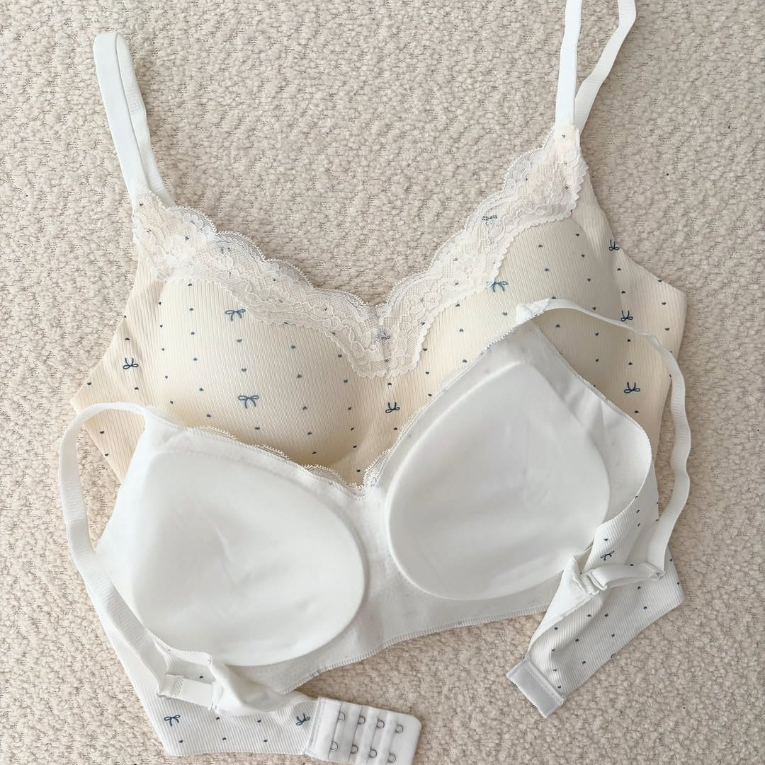 Pack of 3 Summer French Floral bra - 32 / Pink|grey|black