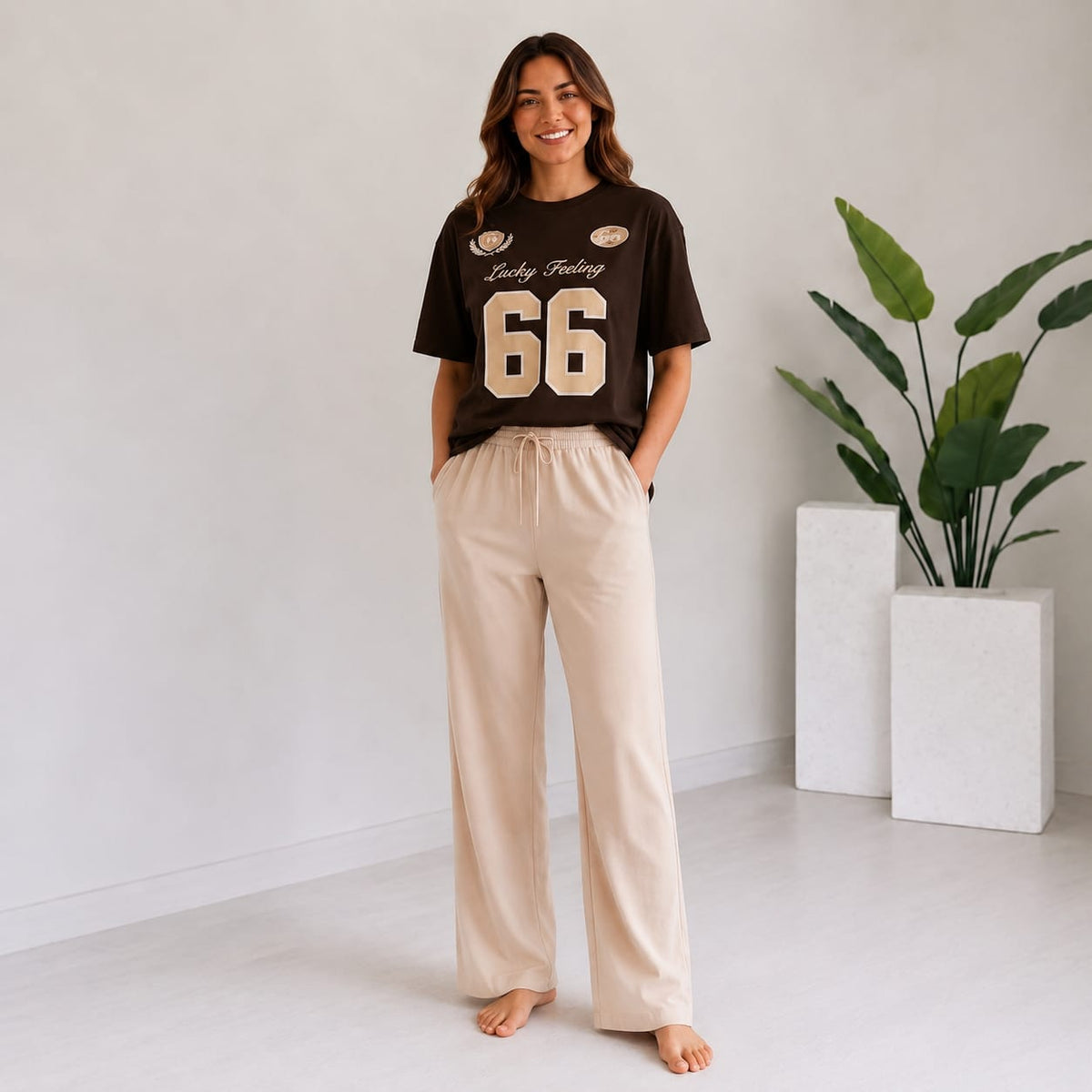 Lucky 66 Oversized Co-Ord Set Brown