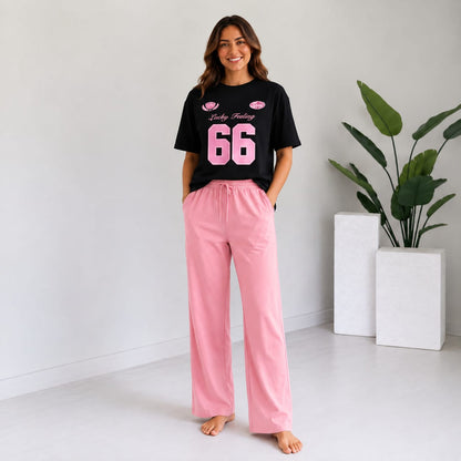 Lucky 66 Oversized Co-Ord Set for Women Black
