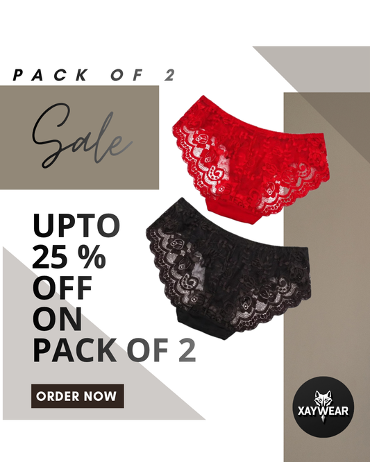 XAYWEAR - PACK OF 2 - Brief Panty Rose Lace