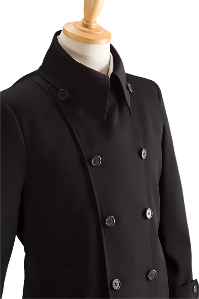 XAYWEAR Premium Men's Black Double Breasted Trench Coat