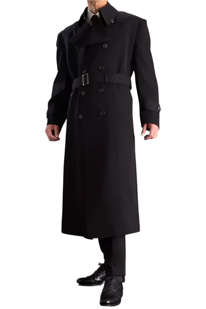 XAYWEAR Premium Men's Black Double Breasted Trench Coat