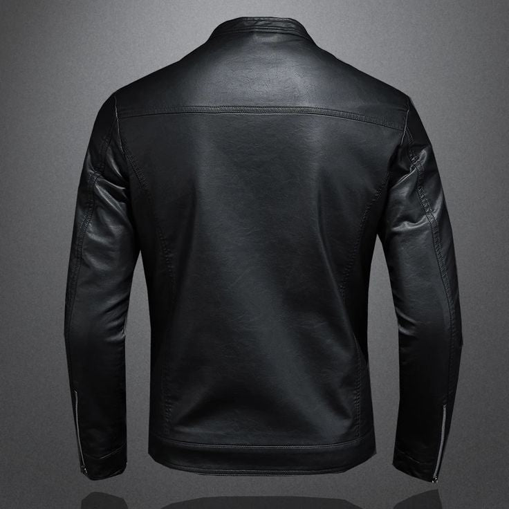 XAYWEAR Trendy Black Faux Leather Jacket for Men