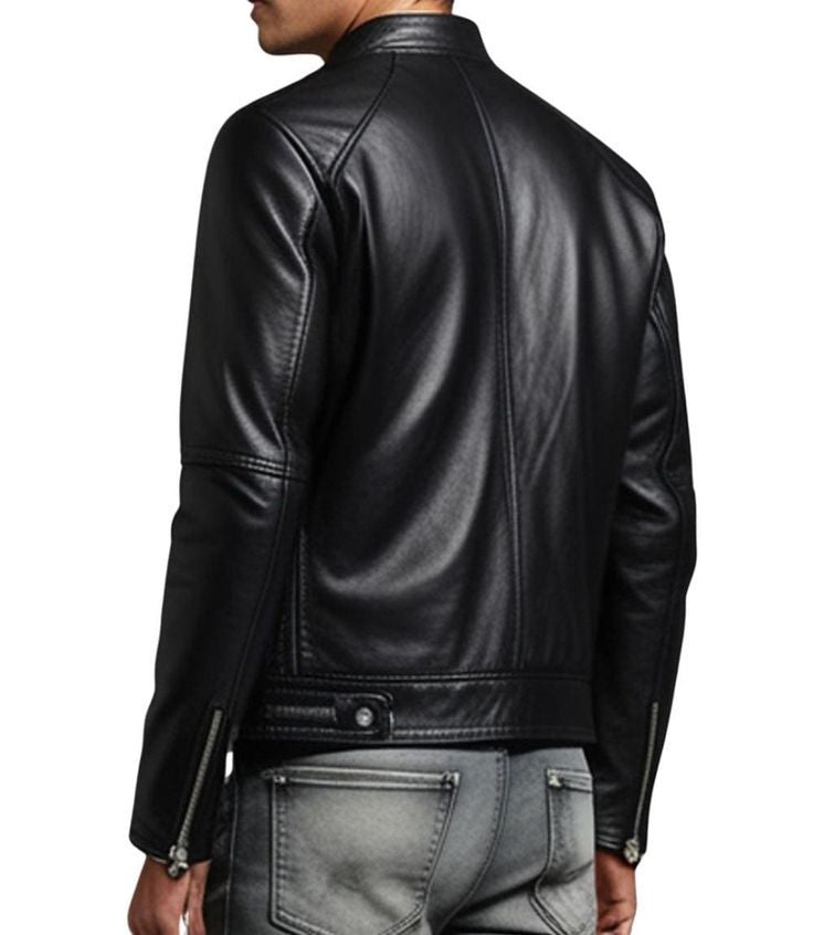 XAYWEAR Men's Black Leather Biker Jacket for Stylish Riders