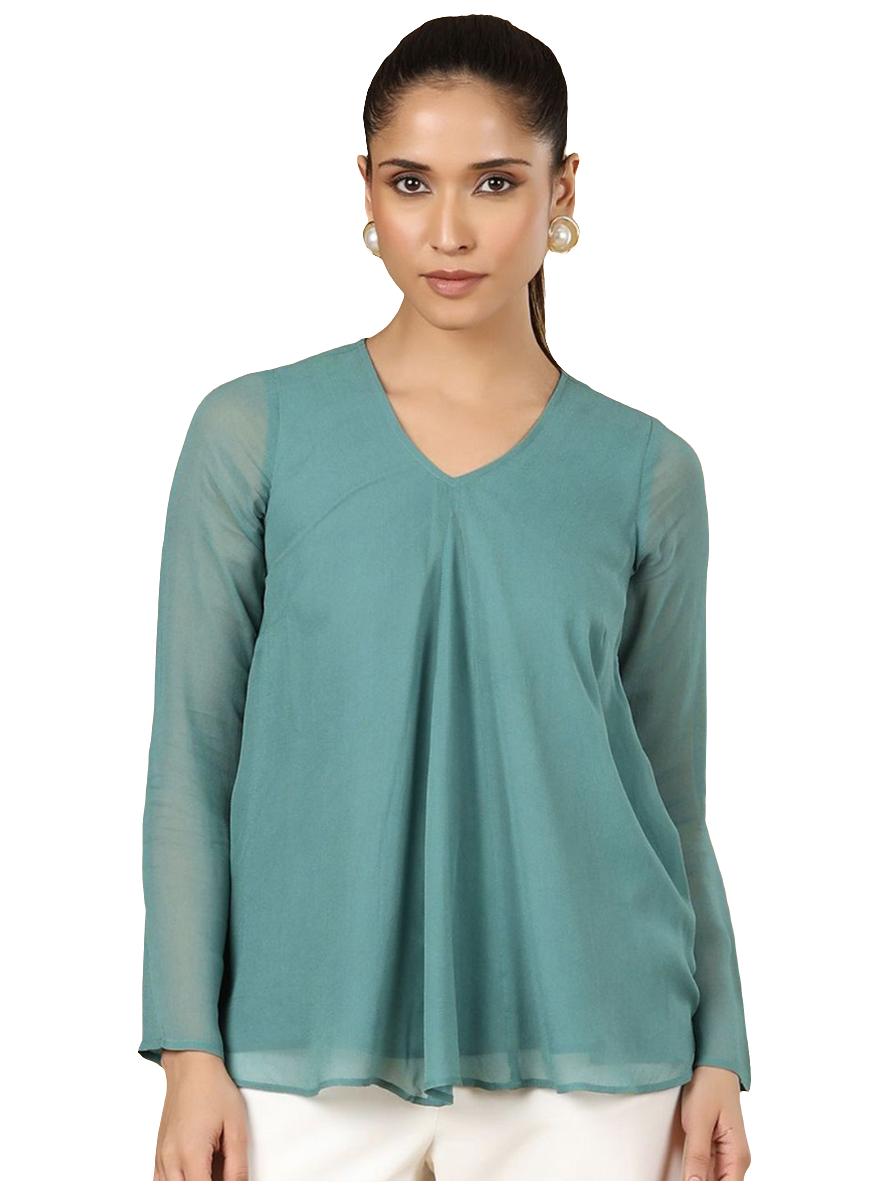 XAYWEAR Elegant Women's Chiffon Blouse in Teal