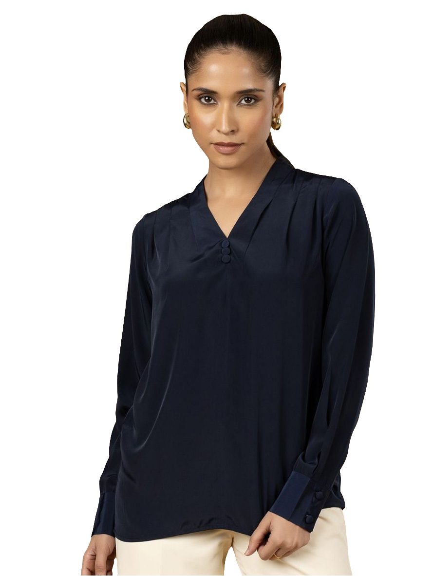 XAYWEAR Navy Blue Business Shirt for Stylish Elegance