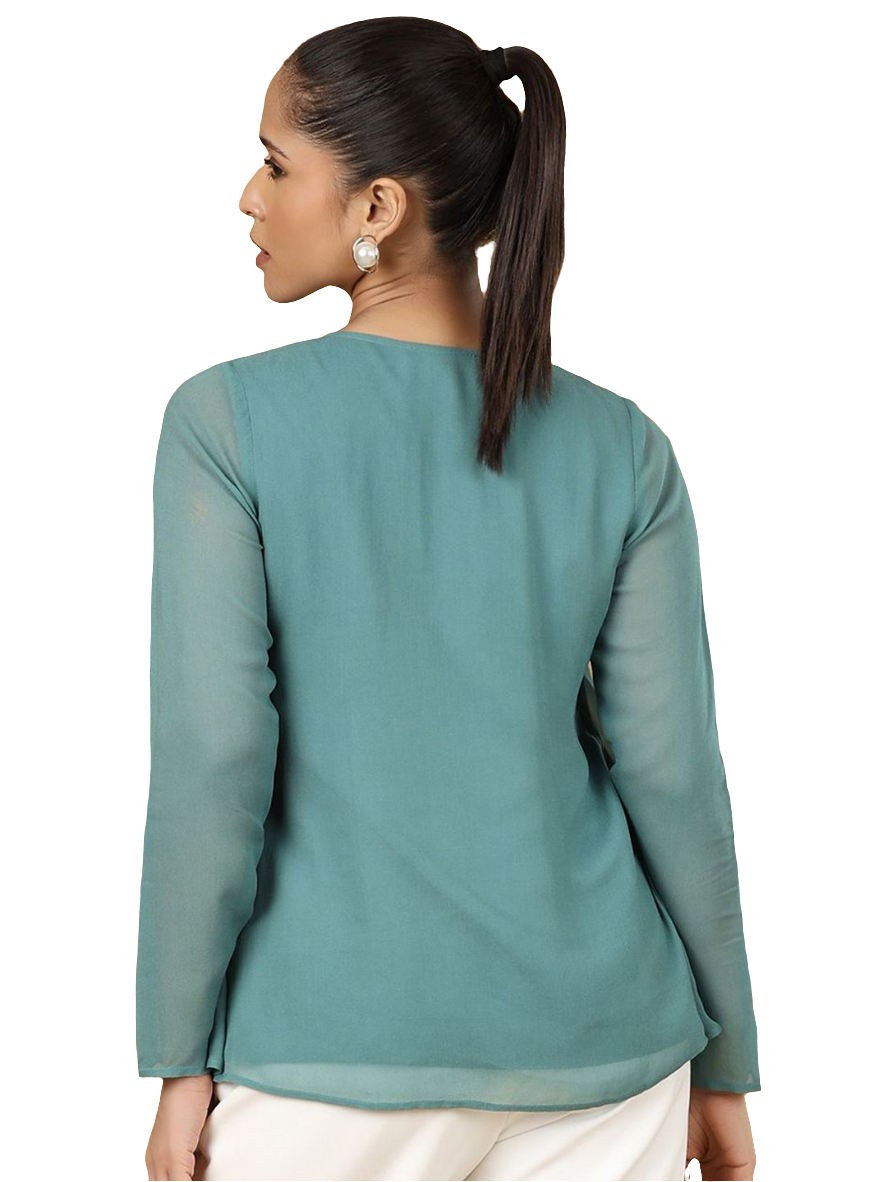 XAYWEAR Elegant Women's Chiffon Blouse in Teal