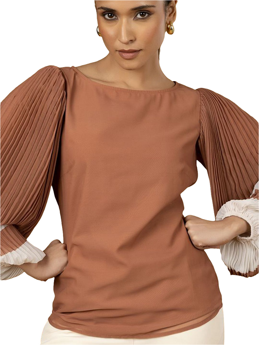 XAYWEAR Women's Contrast Sleeve Top - Stylish Blouse
