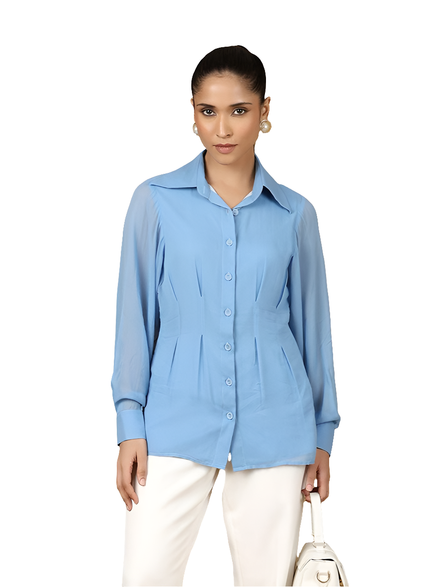 XAYWEAR Women's Office Blouse in Elegant Blue