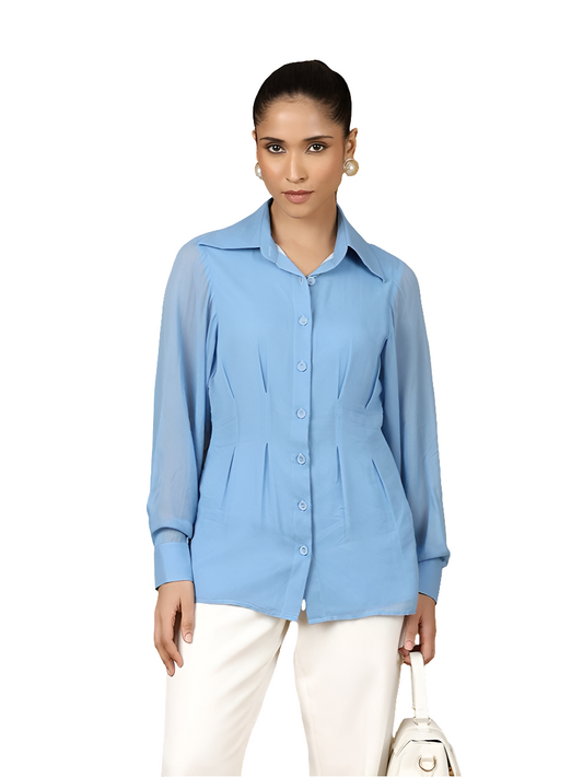 XAYWEAR Women's Office Blouse in Elegant Blue