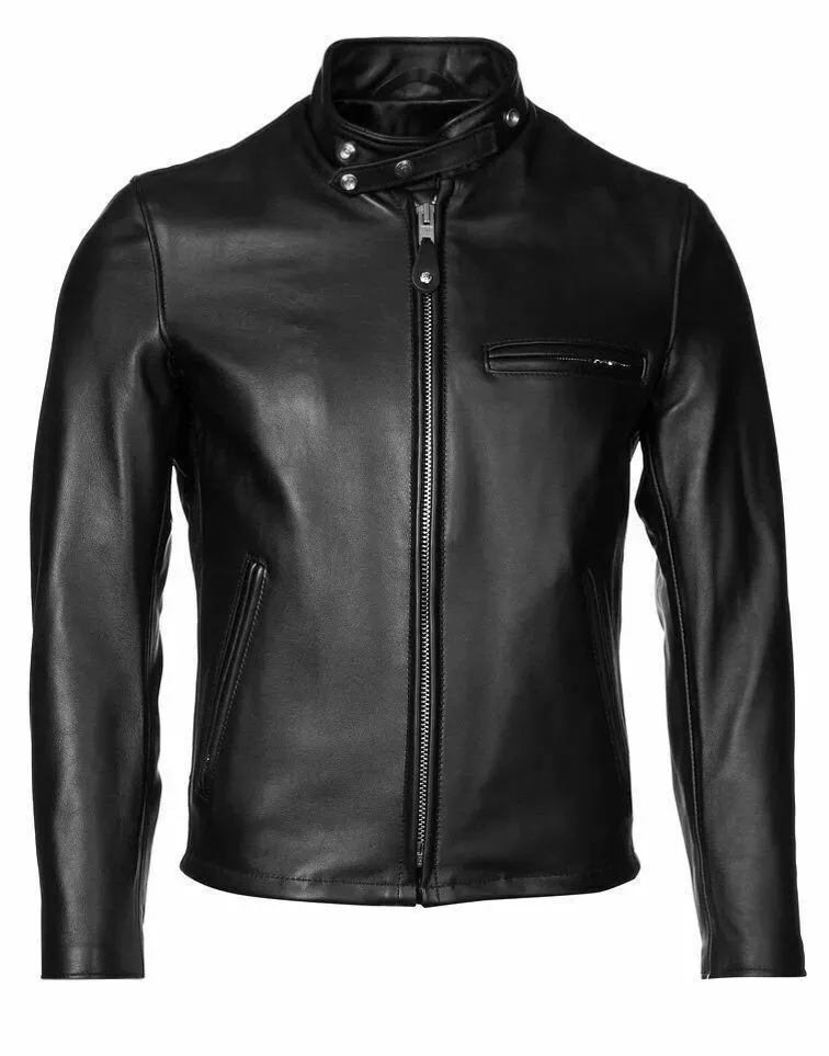XAYWEAR black leather biker jacket men's with zip closure and stylish design for a classic look