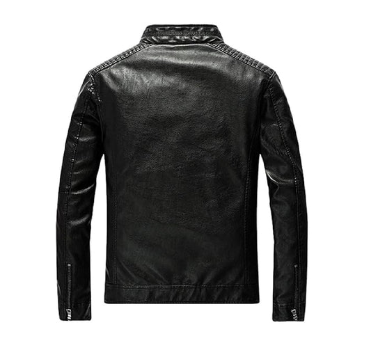 XAYWEAR black bomber jacket for men with stitched detailing and zippered cuffs back view