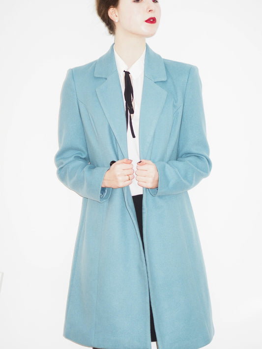XAYWEAR classic winter woolen long coat in light blue color for stylish warmth