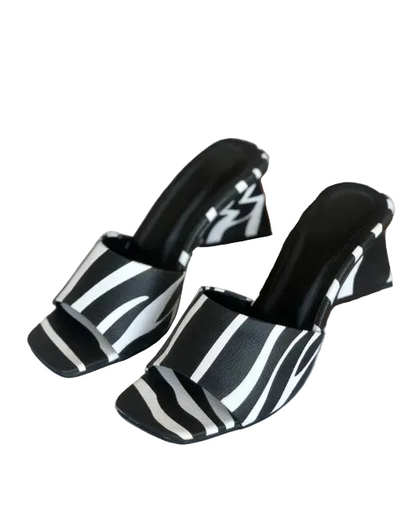 XAYWEAR Women's Stylish Zebra Print Heels