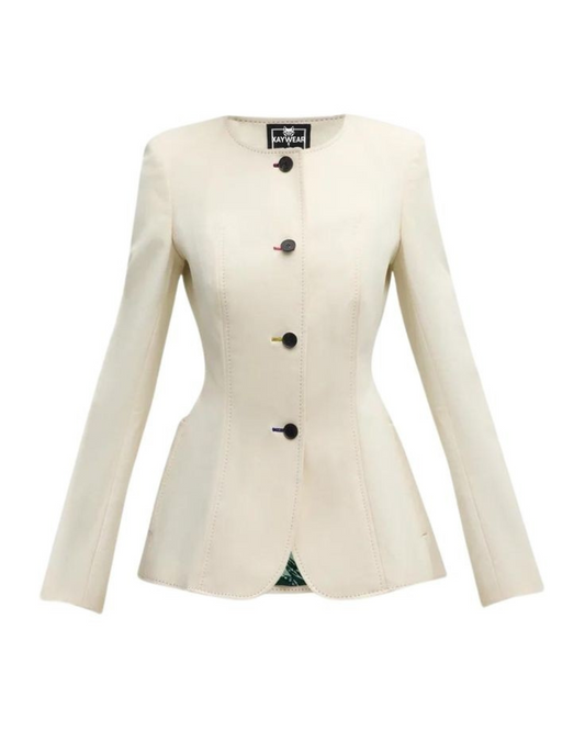 XAYWEAR elegant white blazer jacket with a tailored fit and button detail for stylish occasions