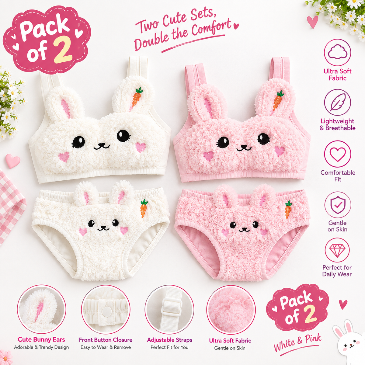 XAYWEAR Cozy Cartoon Bra & Panty Set