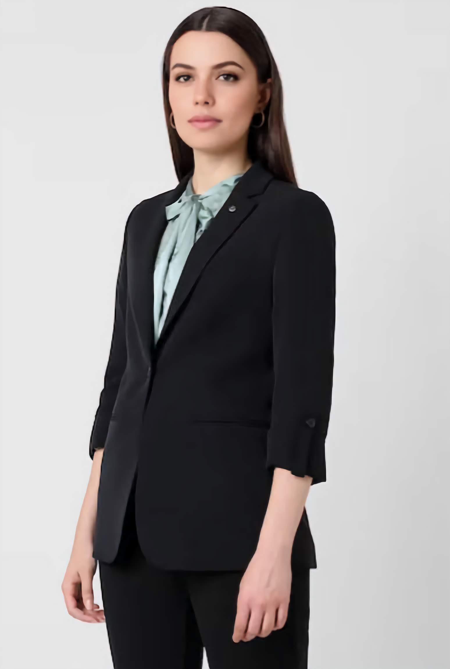 XAYWEAR formal black blazer for women with tailored fit and three-quarter sleeves