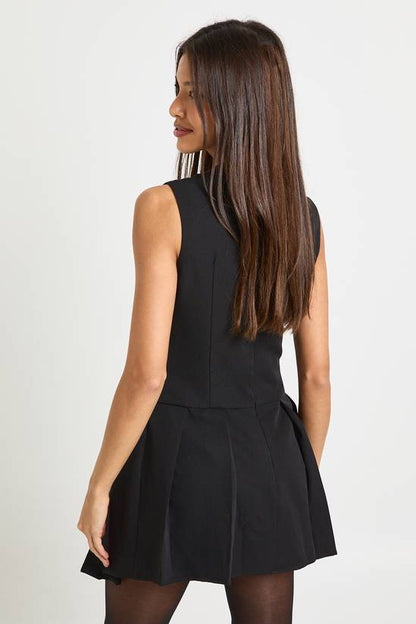 XAYWEAR Waistcoat Pleated Skirt Playsuit