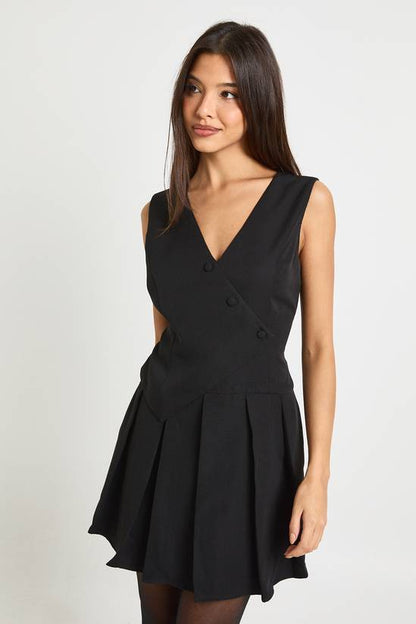 XAYWEAR Waistcoat Pleated Skirt Playsuit