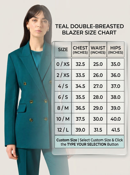 XAYWEAR Double-Breasted Blazer in Seasonless Wool | Deep Teal