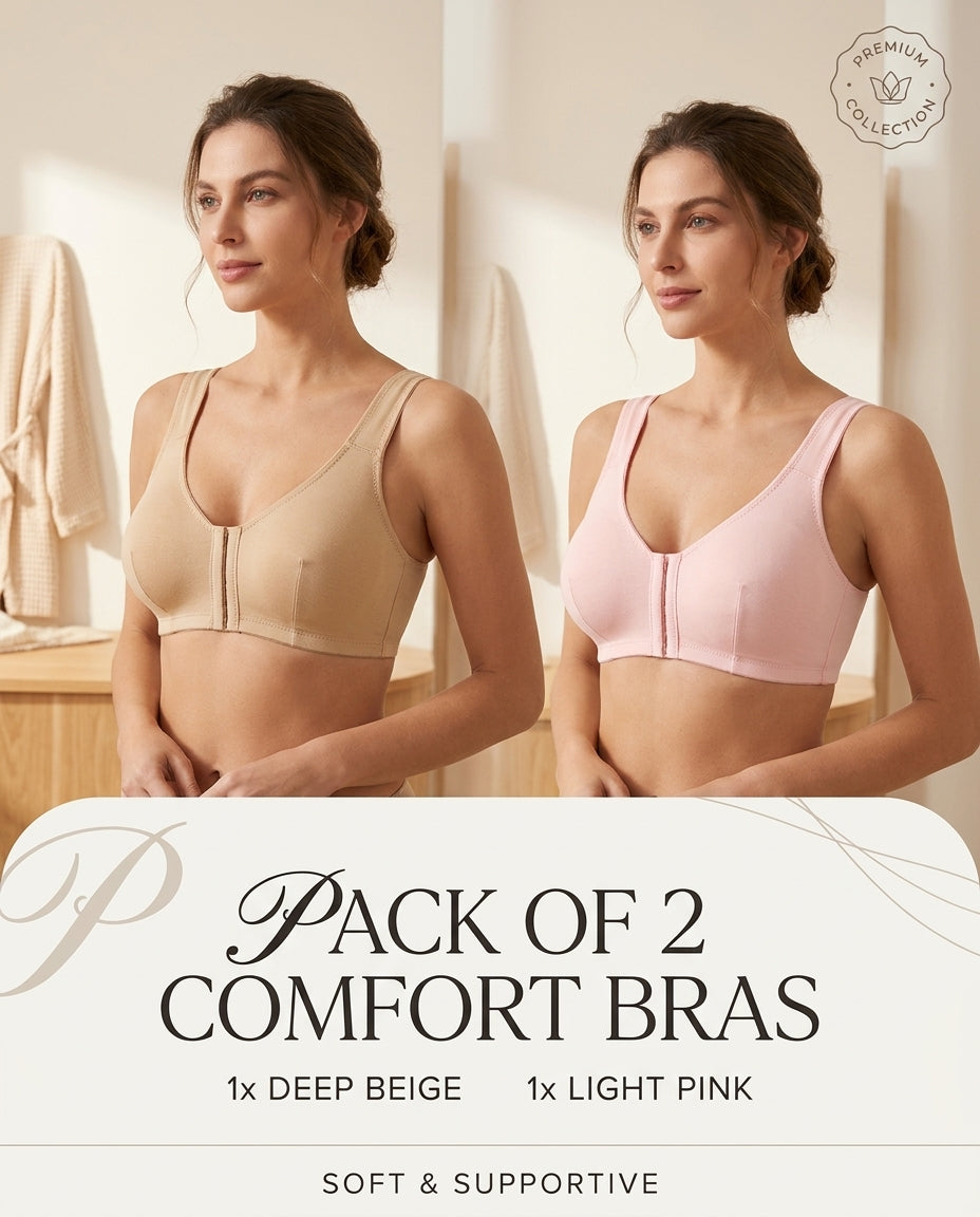 XAYWEAR Front-Button Bra – Imported Premium Cotton - Pack of 2