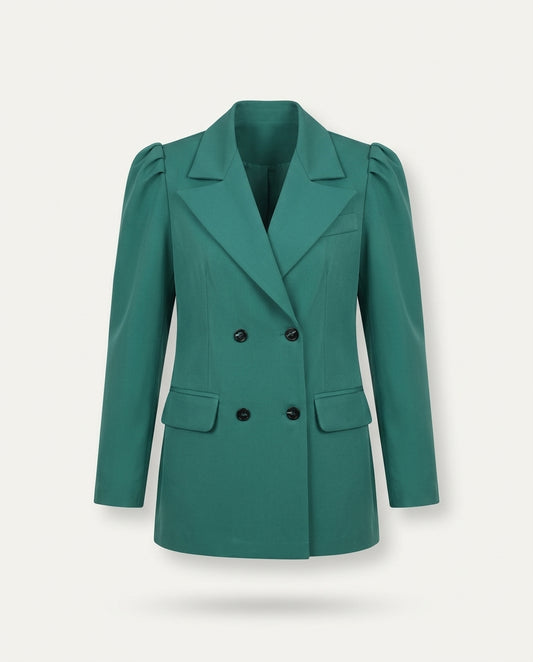 XAYWEAR Teal Double-Breasted Blazer for Chic Style