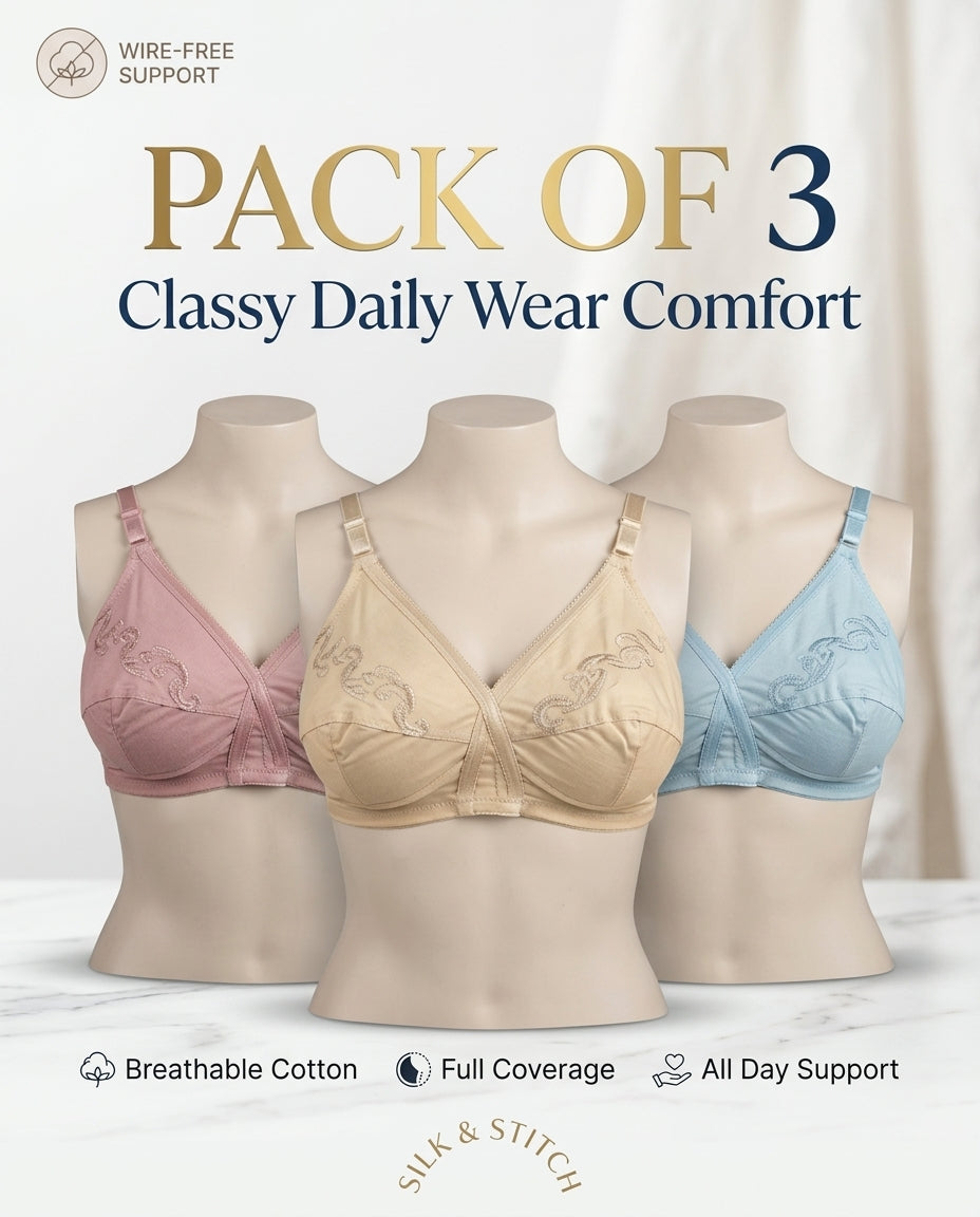 XAYWEAR Sand Shimmer Cotton Silhouette - PACK OF 3