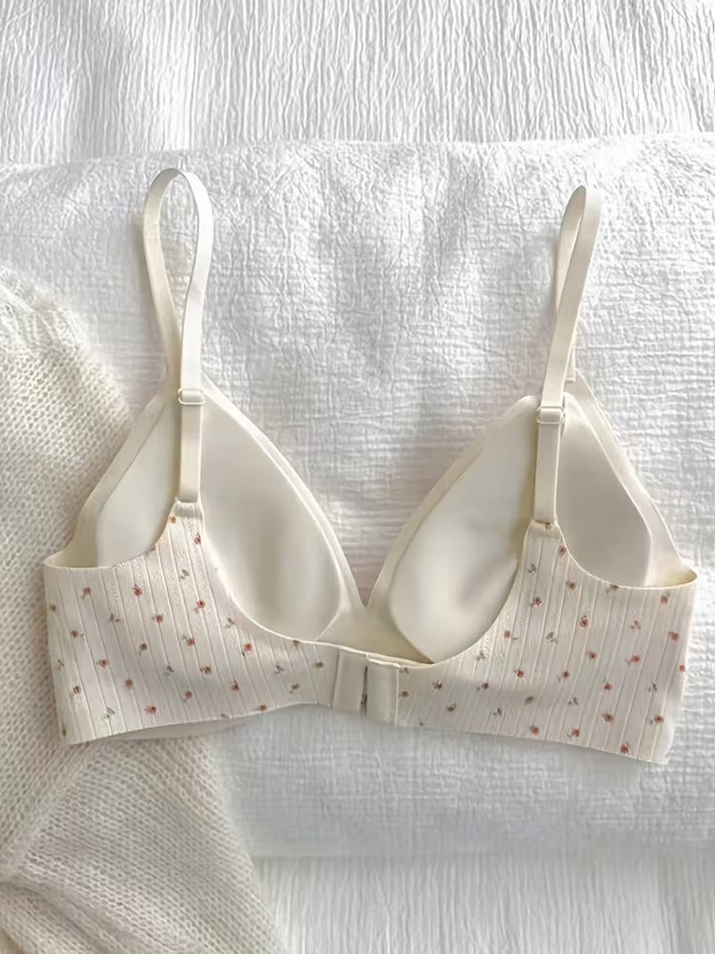 Pack of 3 Summer French Floral bra - 30 / Grey|skin|white