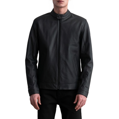 XAYWEAR Matte Black Leather Biker Jacket with a sleek design for stylish riders