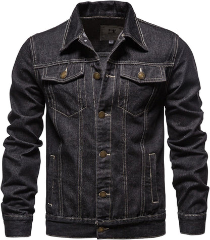 XAYWEAR men denim jacket in dark wash with button closure and chest pockets