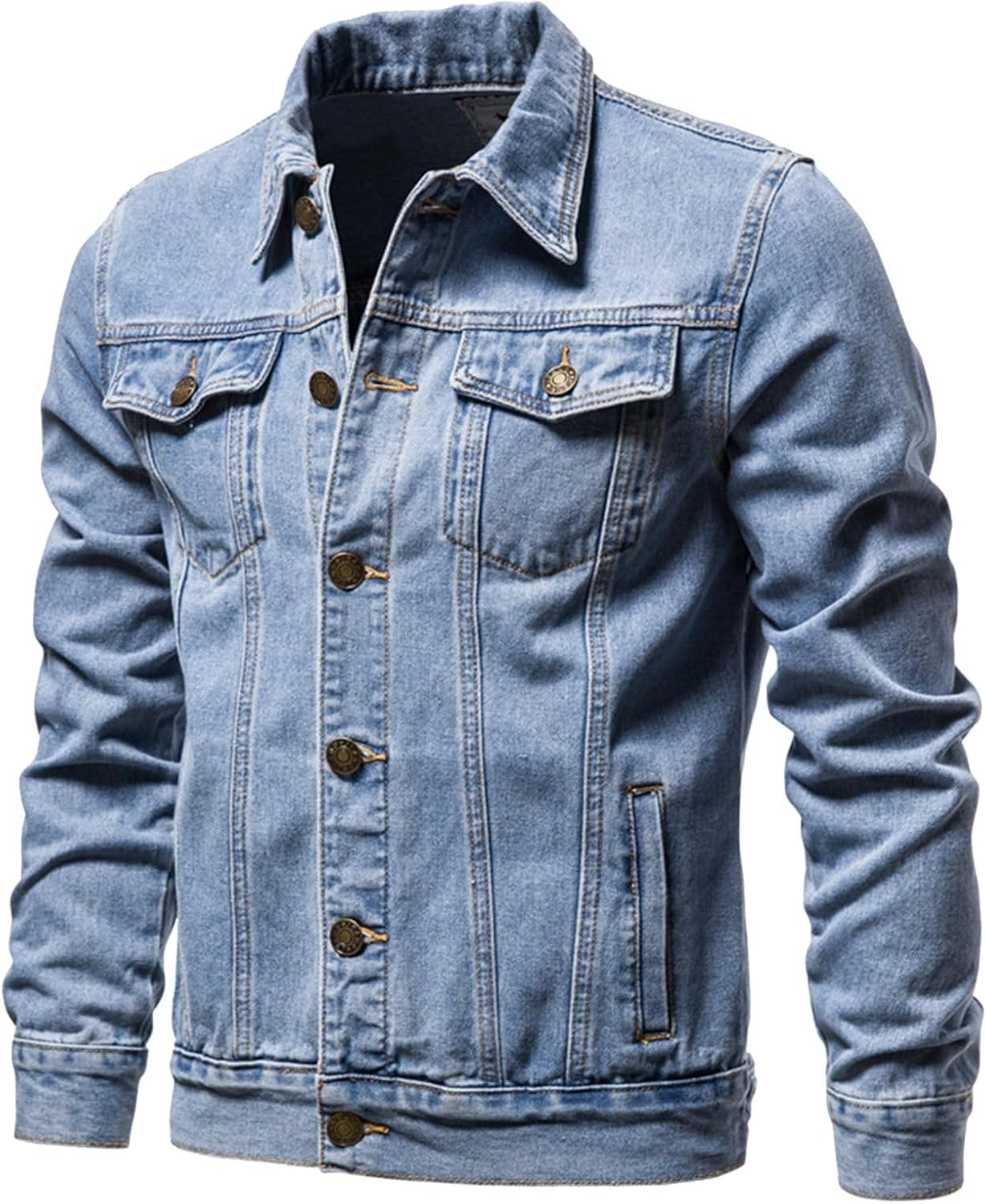 XAYWEAR men denim jacket light blue with button closure and chest pockets