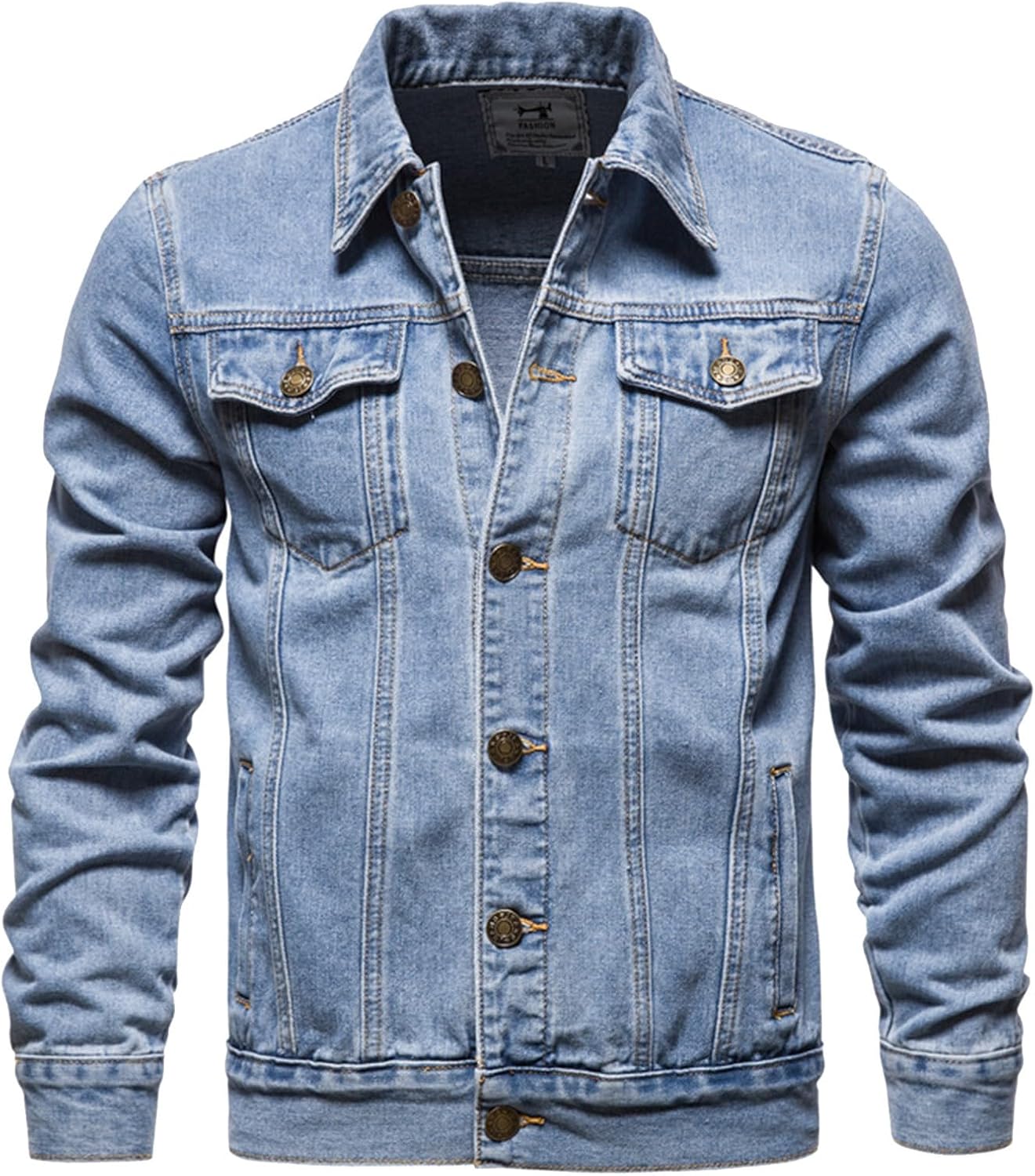 XAYWEAR light blue men denim jacket with button front and chest pockets