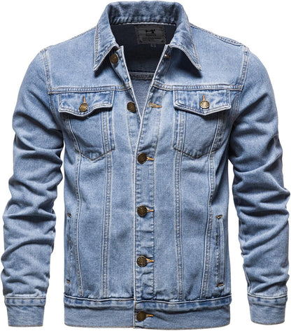 XAYWEAR light blue men denim jacket with button front and chest pockets