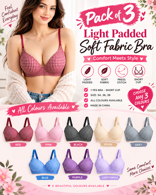 XAYWEAR Heavenly Curves Soft Short Cup Style Light Padded Bra - PACK OF 3