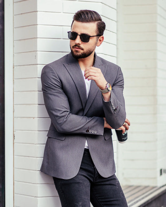 XAYWEAR Timeless Grey Grace Blazer For Men