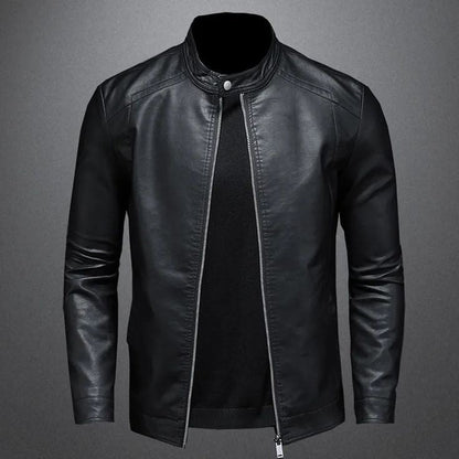 Stylish XAYWEAR premium black leather jacket for men with a sleek design and versatile fit