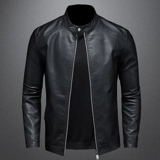 Stylish XAYWEAR premium black leather jacket for men with a sleek design and versatile fit