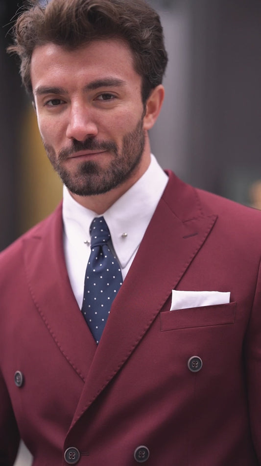 XAYWEAR The Burgundy Double-Breasted Two-Piece Men Suit on Special Offer