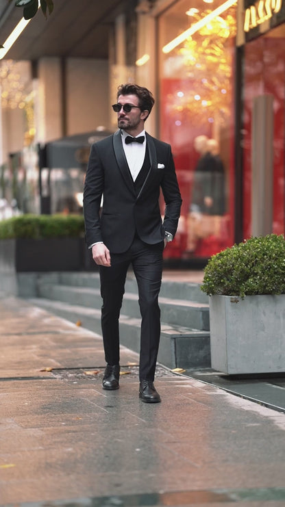 XAYWEAR The Classic Black Three-Piece Tuxedo Suit for Men