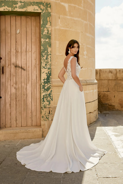 XAYWEAR Premium Lace Bodice Chiffon Wedding Dress Elegance - XAYWEAR