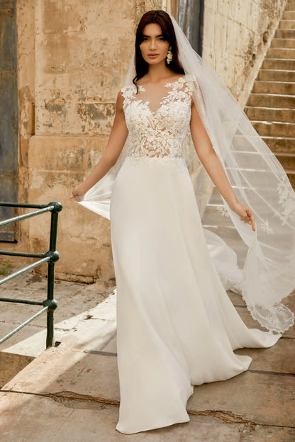 XAYWEAR Premium Lace Bodice Chiffon Wedding Dress Elegance - XAYWEAR