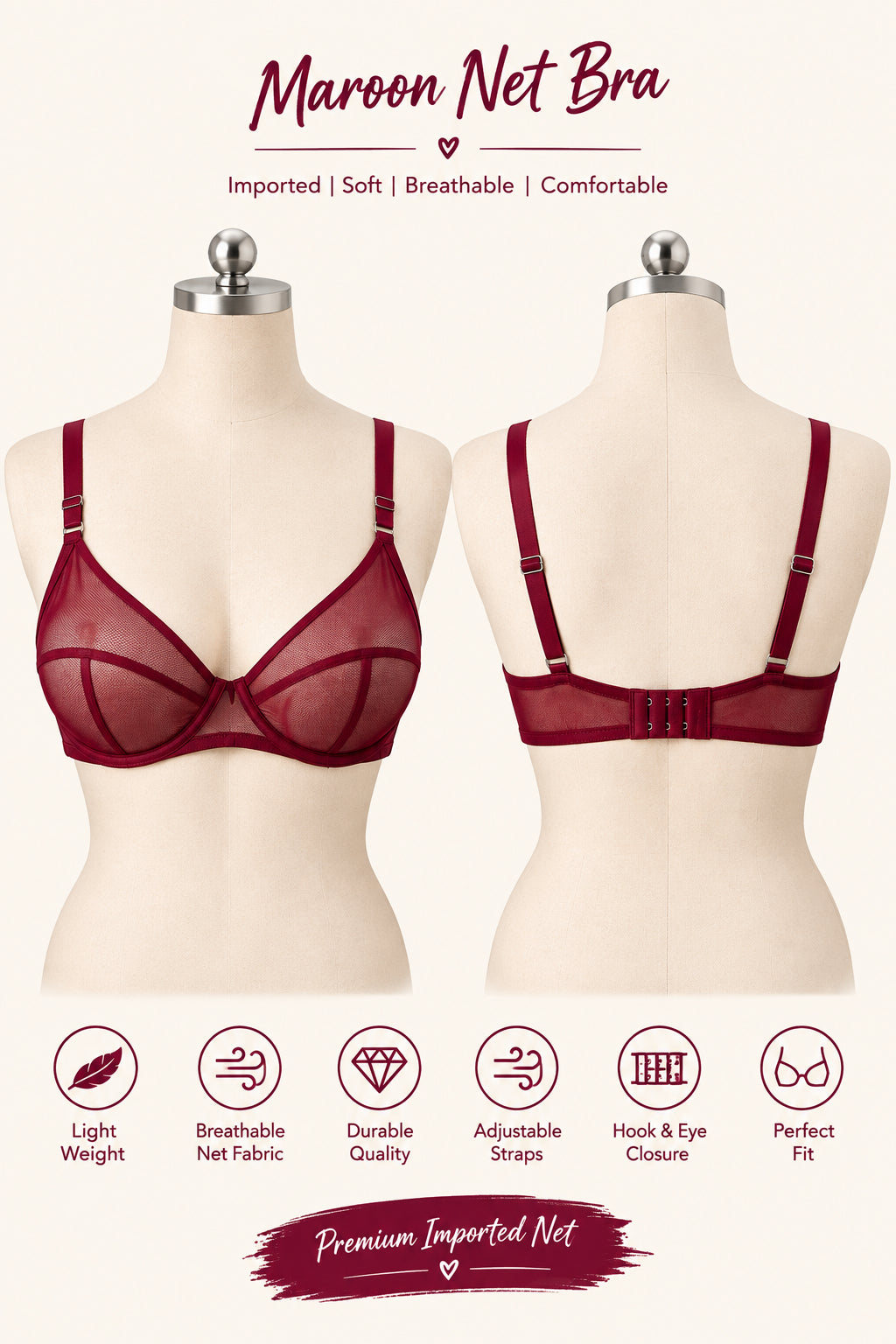 XAYWEAR Elegant Net Bra XYR-B77  -  PACK OF 3 DEAL