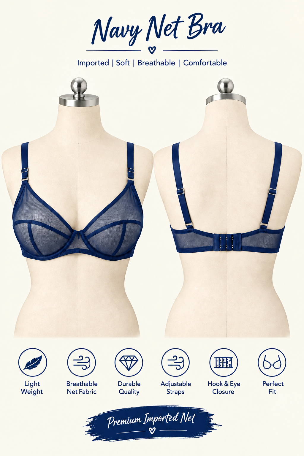 XAYWEAR Elegant Net Bra XYR-B77  -  PACK OF 3 DEAL