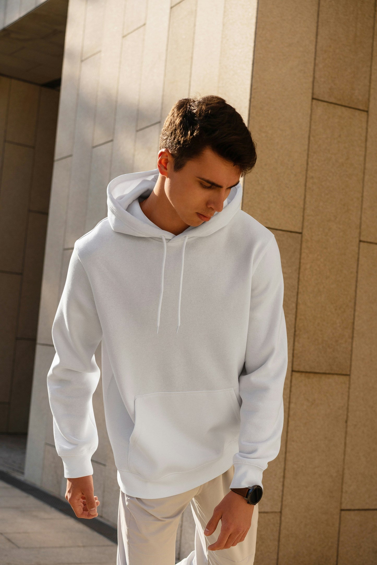 XAYWEAR Classic White Fleece Hoodie for Men