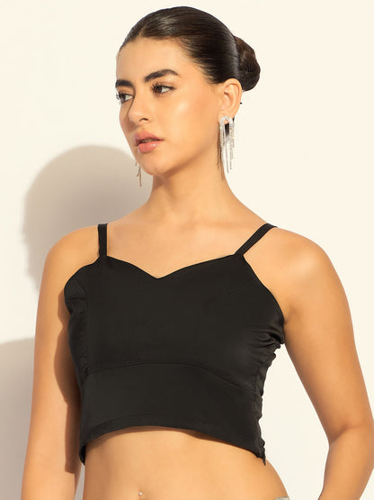 XAYWEAR Black Strappy Crop Top for Stylish Outfits