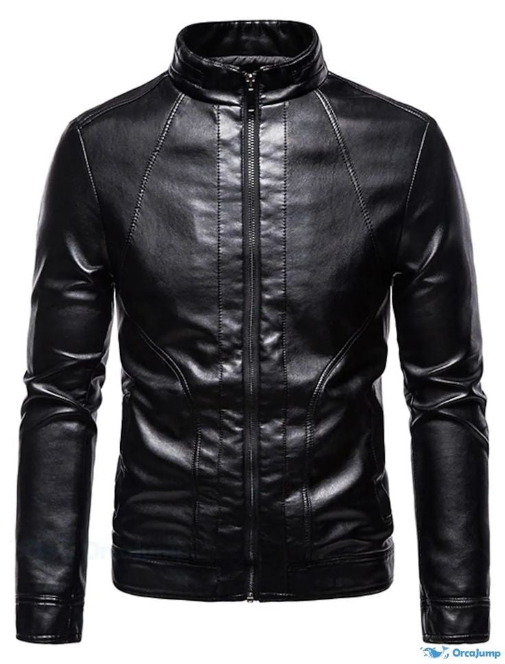XAYWEAR slim fit leather jacket for men in black with a stylish and modern design