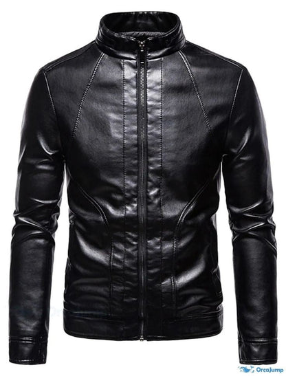 XAYWEAR slim fit leather jacket for men in black with a stylish and modern design